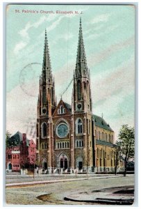 1908 Exterior St Patrick Church Elizabeth New Jersey NJ Vintage Antique Postcard