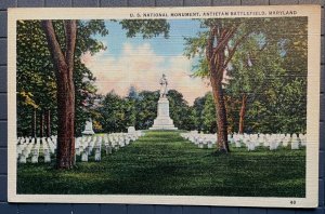 Vintage Postcard 1930-1945 Cemetery, Antietam Civil War Battlefield, Maryland MD