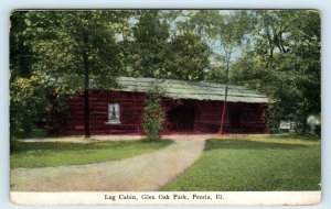 PEORIA, IL Illinois ~ LOG CABIN at GLEN OAK PARK 1909  Peoria County  Postcard