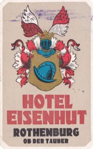 Germany Rotenburg Hotel Eisenhut Vintage Luggage Label sk3794