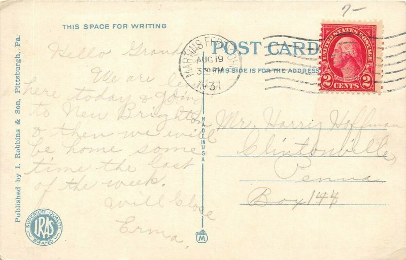 Martins Ferry Ohio 1931 Postcard Martins Ferry Hospital United States