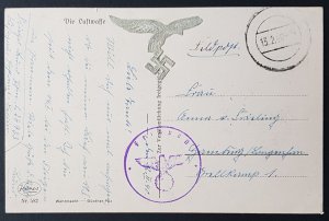 GERMAN THIRD 3rd REICH ORIGINAL CARD PARATROOPER FELDPOST LUFTWAFFE VIGNETTE