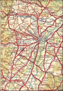 france, STRASBOURG, Alsace, MAP Postcard (1940s) 