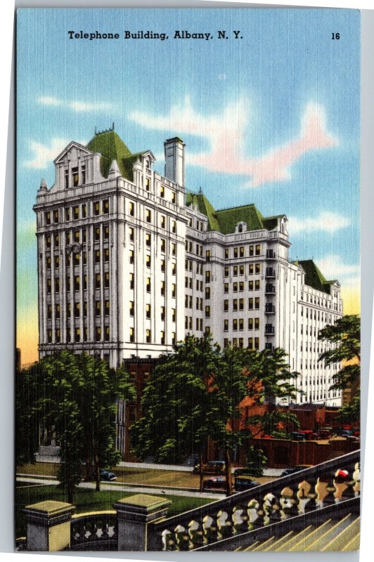Postcard NY Albany  Telephone Building