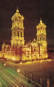 Puebla Cathedral At Night Mexico Postcard