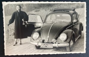 Mint RPPC 1955 Volkswagen Beetle Car Vehicle Postcard Cover To Berksdale LA