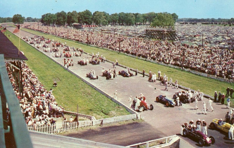 Postcard 1956 INDIANAPOLIS 500 starting position PANAMA Air Mail, Robert Martin