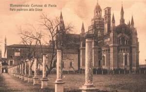 Vintage Postcard Monumentale Certosa Di Pavia The Back of the Church Lombardy IT