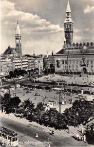 B94375 copenhagen radhusdadsen tramway tram real photo denmark