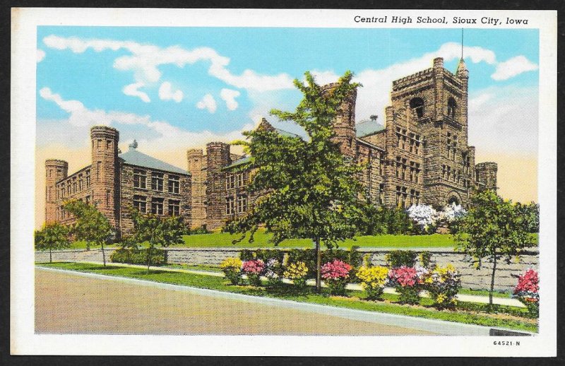 Central High School Sioux City Iowa Unused c1920s