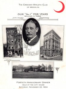 Brooklyn NY New York Crescent Athletic Club Menu Anniversary Dinner 1924 Vintage