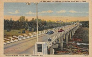 GREENVILLE, Mississippi~MS   GREENVILLE-LAKE VILLAGE BRIDGE   c1940's Postcard