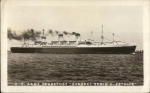 US Army Transport Ship General Edwin D. Patrick USED 1948 Real Photo Postcard