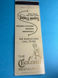 Vintage Matchbook Cover The Colony Restaurant Medford, Oregon MB158