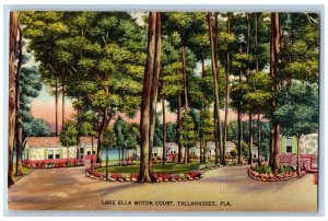 Tallahassee Florida Postcard Lake Ella Motor Court Exterior 1940 Vintage Antique