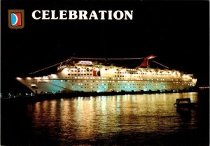 Advertising  CARNIVAL CRUISE SHIP CELEBRATION Night View 4X6 Vintage Postcard