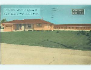 1950's CENTRAL MOTEL Worthington Minnesota MN s7548