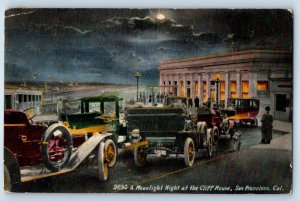 1911 San Francisco California Postcard Moonlight Night Cliff House Building Moon