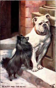Two Dogs, Beauty and the Beast Tucks 9589 Every Dog Has His Day Postcard X53
