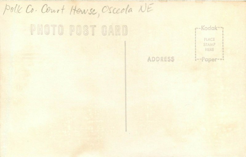 RPPC Postcard Polk County Court House & Square Osceola NE, McFadden Photo