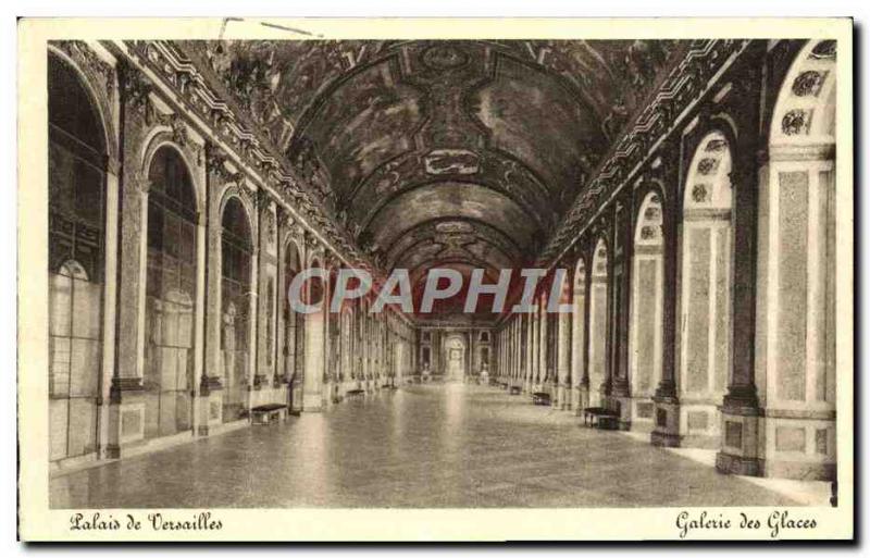 Old Postcard Palace of Versailles Hall of Mirrors