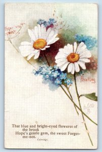 Price King Signed Postcard Daisy Flowers Forget Me Not Tuck Fergus Falls MN 1910