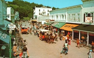 Vintage Postcard Main Street Michigan's Upper Peninsula Mackinac Island Michigan