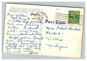 Vintage 1940's Postcard Post University of Michigan Hospital Ann Arbor Michigan