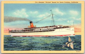 Steamer Avalon Bound For Santa Catalina California CA Ocean Transport Postcard