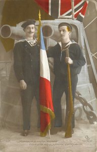 Postcard C-1910 France Patriotic Sailors Flag interior occupational FR24-2791