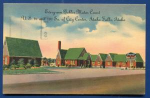 Evergreen Gables Motor Court idaho Falls Id linen postcard