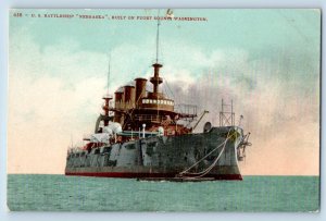 Nebraska NE Postcard US Battleship Puget Sound Washington Steamer c1910 Vintage