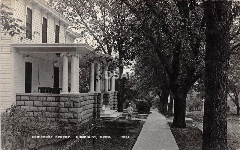 C90/ Humboldt Nebraska Ne Real Photo RPPC Postcard 1911 Child Home Residence St