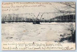 1906 Northville New York Vintage Postcard Bridge Ice Breaking Spring Lake River
