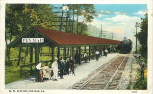 Pennsylvania Pen War W.M. Station railroad depot Bowers Teich Postcard 22-8581