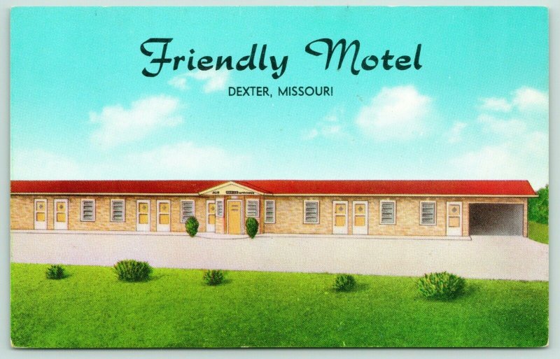 Dexter Missouri~FJ Ogles Friendly Motel~Roadside US Highway 60~1950s Postcard 