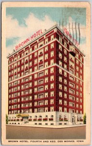 Des Moines Iowa, 1946 Brown Hotel, 4th & Keosauqua Street, Vintage Postcard