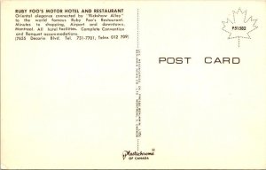 Montreal, Canada  RUBY FOO'S MOTOR HOTEL & CHINESE RESTAURANT ca1950's Postcard