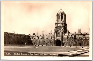 Christ Church Tom Tower And Quad Oxford England Real Photo RPPC Postcard