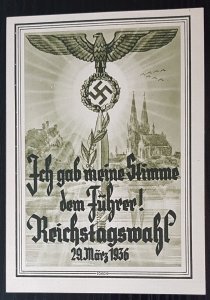 THIRD 3rd REICH ORIGINAL COLOUR CARD TO COMMEMORATE THE REICHSTAG ELECTION 1936