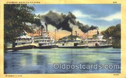 Steamboat races on the river Steamer Ship Unused 