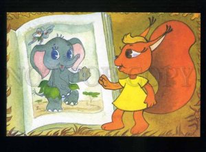 208374 RUSSIA Dressed SQUIRREL & ELEPHANT old card