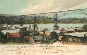 C-1910 New York Poughkeepsie Bridge Albany Boats Rotograph Postcard 22-11653