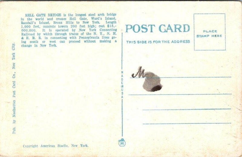 New York Postcard  - Hell Gate Bridge - New York City NYC
