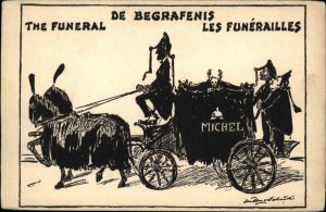 Propaganda MaCabre Funeral Comic Hun Helmet Artist Signed c1915 French Postcard