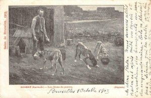 Robert (Raphaël) Les chiens du pauvre Salon de Bruxelles 1903 Vintage Postcard