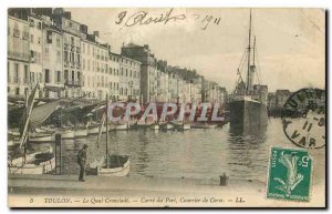 Old Postcard Toulon Quai Kronstadt Carre Port Boat