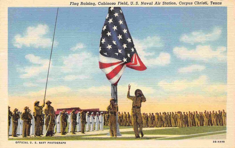 Flag Raising Cabinoso Field US Naval Air Station Corpus Christi Texas postcard