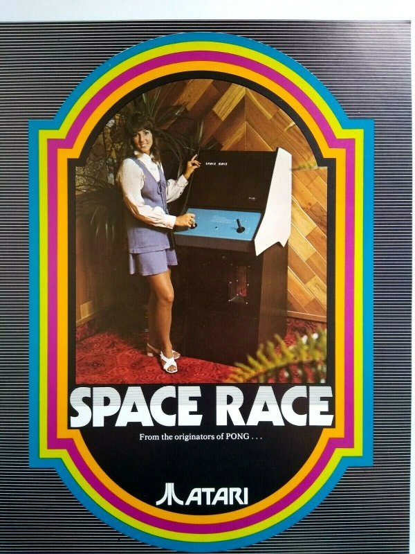 Atari Space Race Arcade FLYER 1973 Original NOS Space Age Art  Retro Video Game