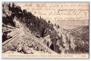 1907 South Cheyenne Canon Cripple Creek  Railway Colorado Springs CO Postcard 